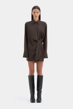 Sir the label Sorrento shirt dress bitter chocolate size 3 (au 12) for rent on The Volte - image 1
