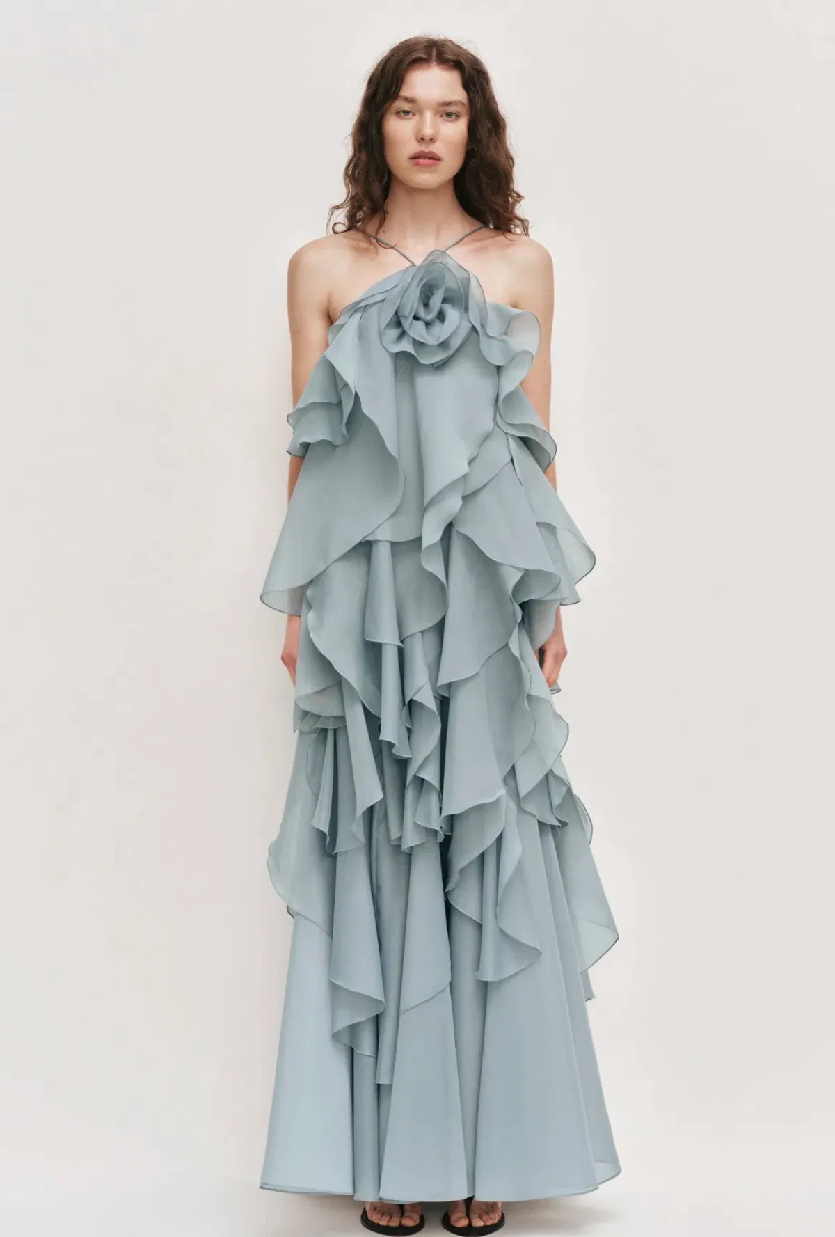 Aje Pandorea layered maxi dress duck egg size 12 for rent on The Volte - main image
