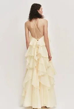 Aje Pandorea layered maxi dress butter yellow size 10 for rent on The Volte - image 2