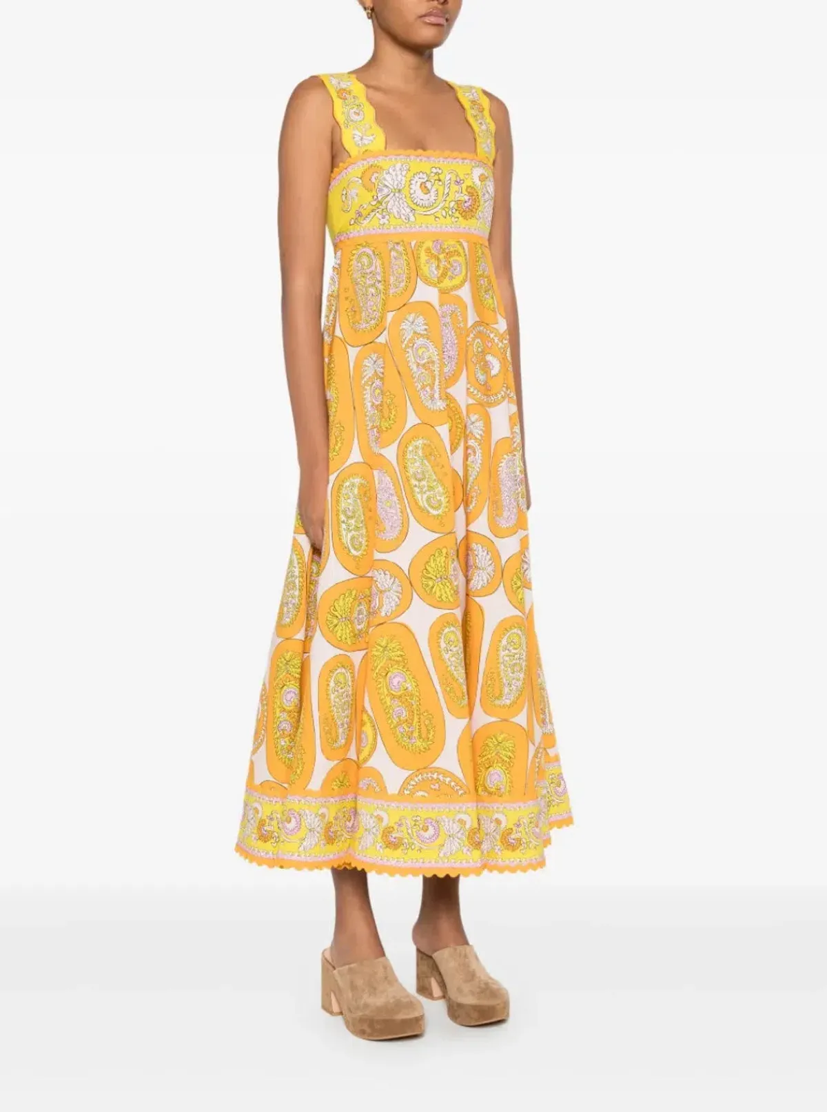 ALEMAIS- Diana Midi Dress-Yellow Multi- Size 14 - Image 4
