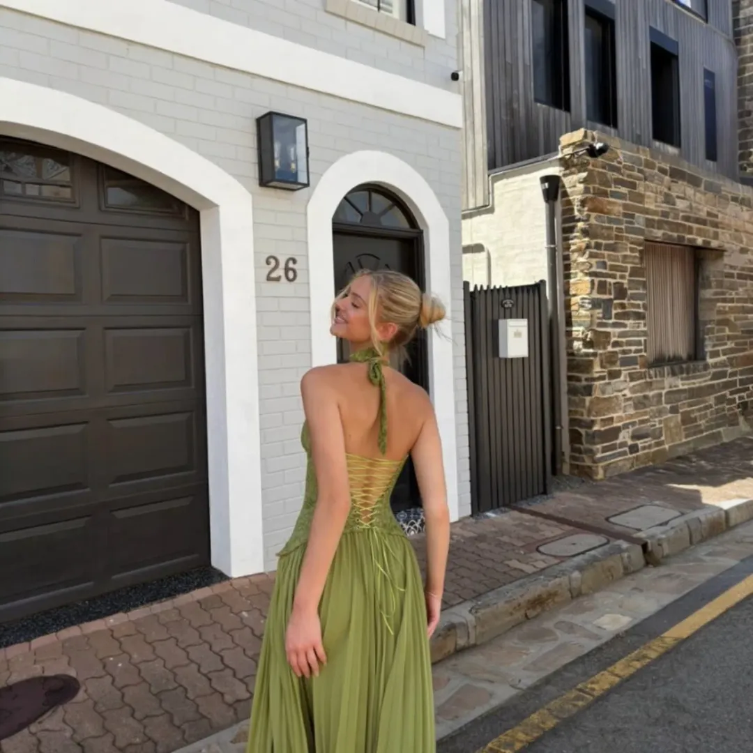 Fenity Gaia Dress In Green Size Medium for rent on The Volte - main image