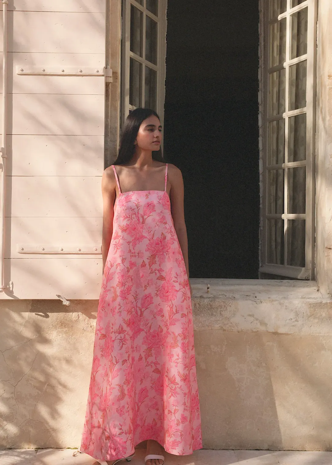 Morton Mac Camilla Maxi Dress in Blush Rose Print Size L / AU 12 for rent on The Volte - main image