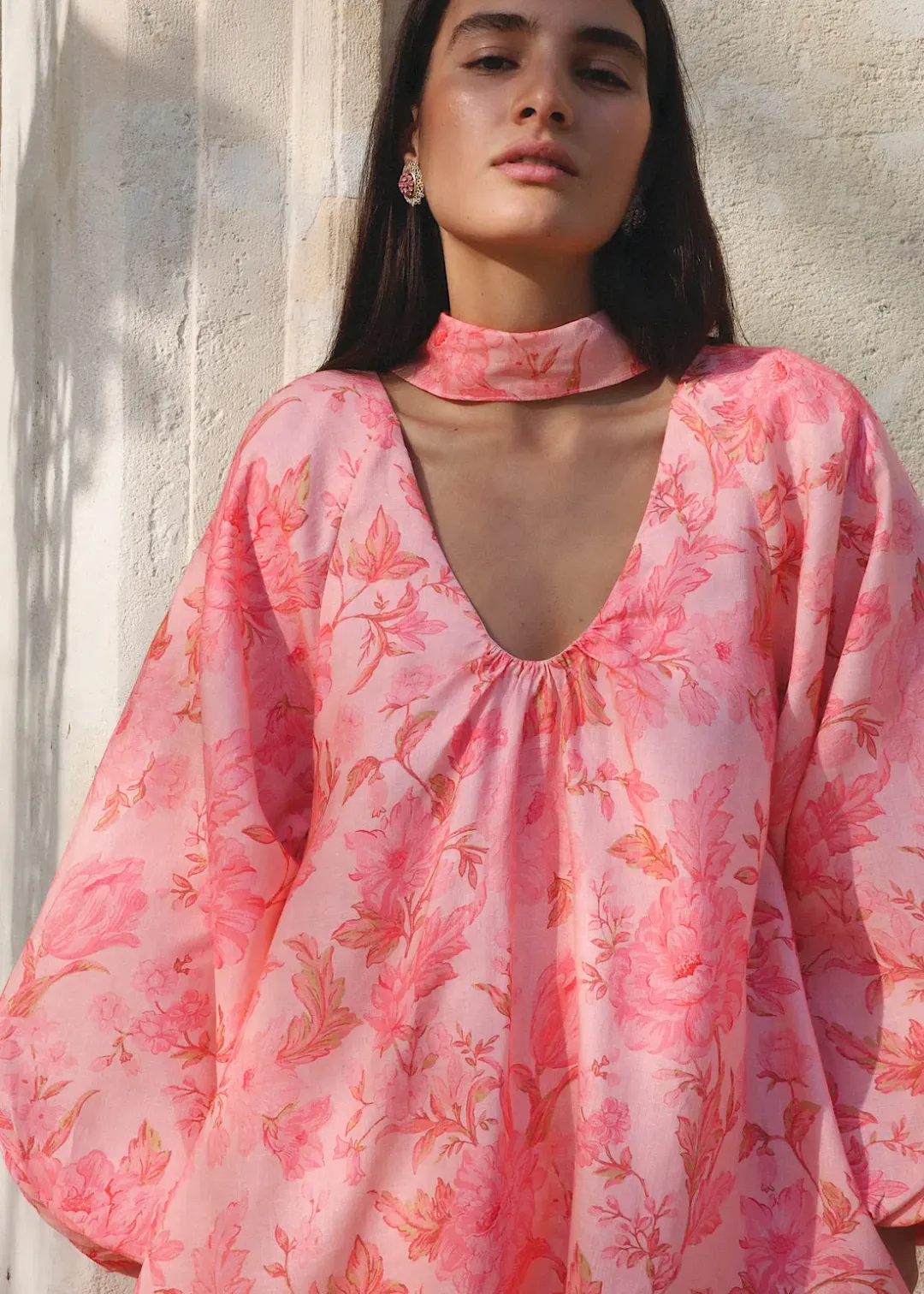 Morton Mac Delphina Maxi Dress & Neck Scarf in Blush Rose One Size for rent on The Volte - main image