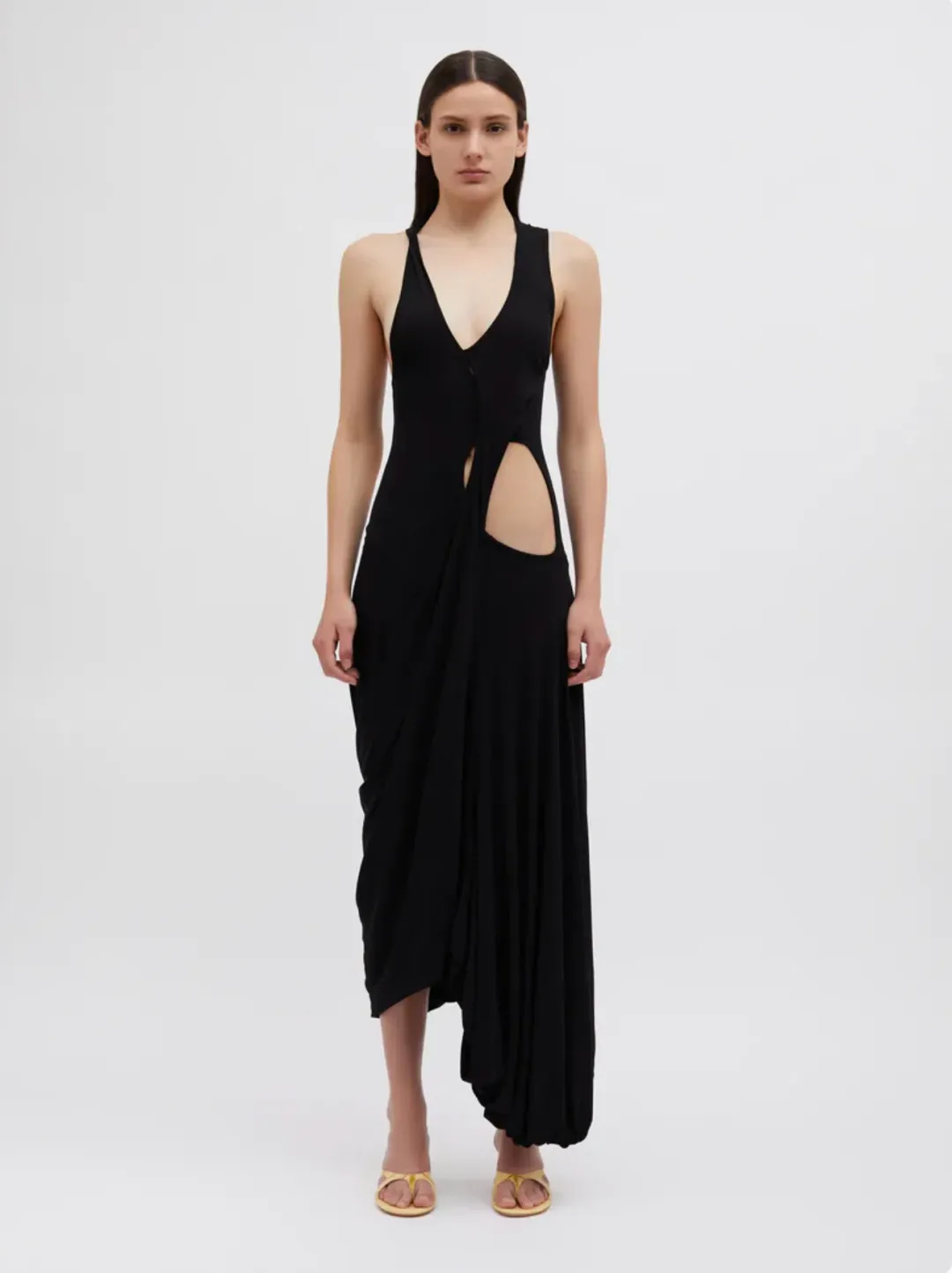 BNWT Christopher Esber Black Coronado Jersey Dress - Size 10 AU for rent on The Volte - main image