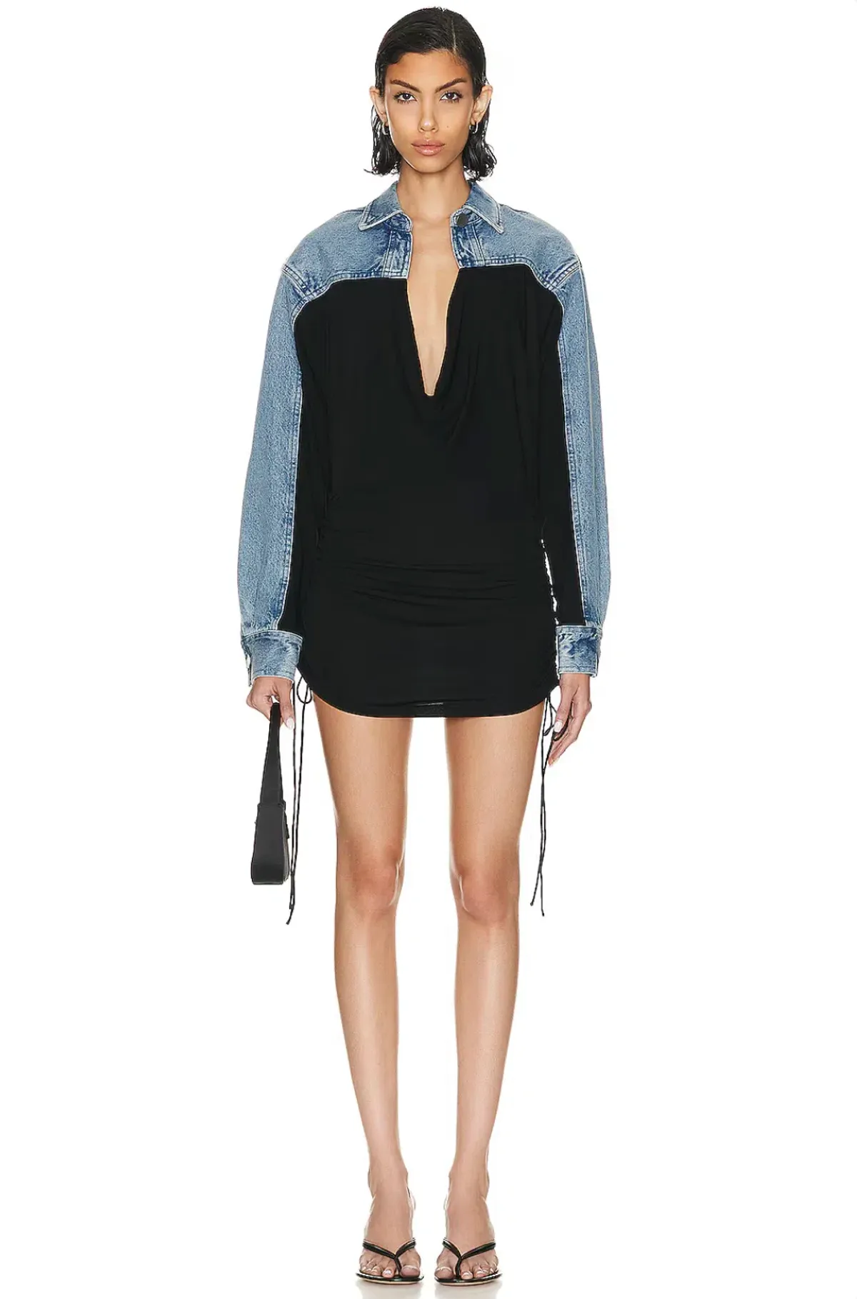 Christopher Esber Blue/Black Denim Cummerbund Shirt Dress -Size 12 AU - Image 1