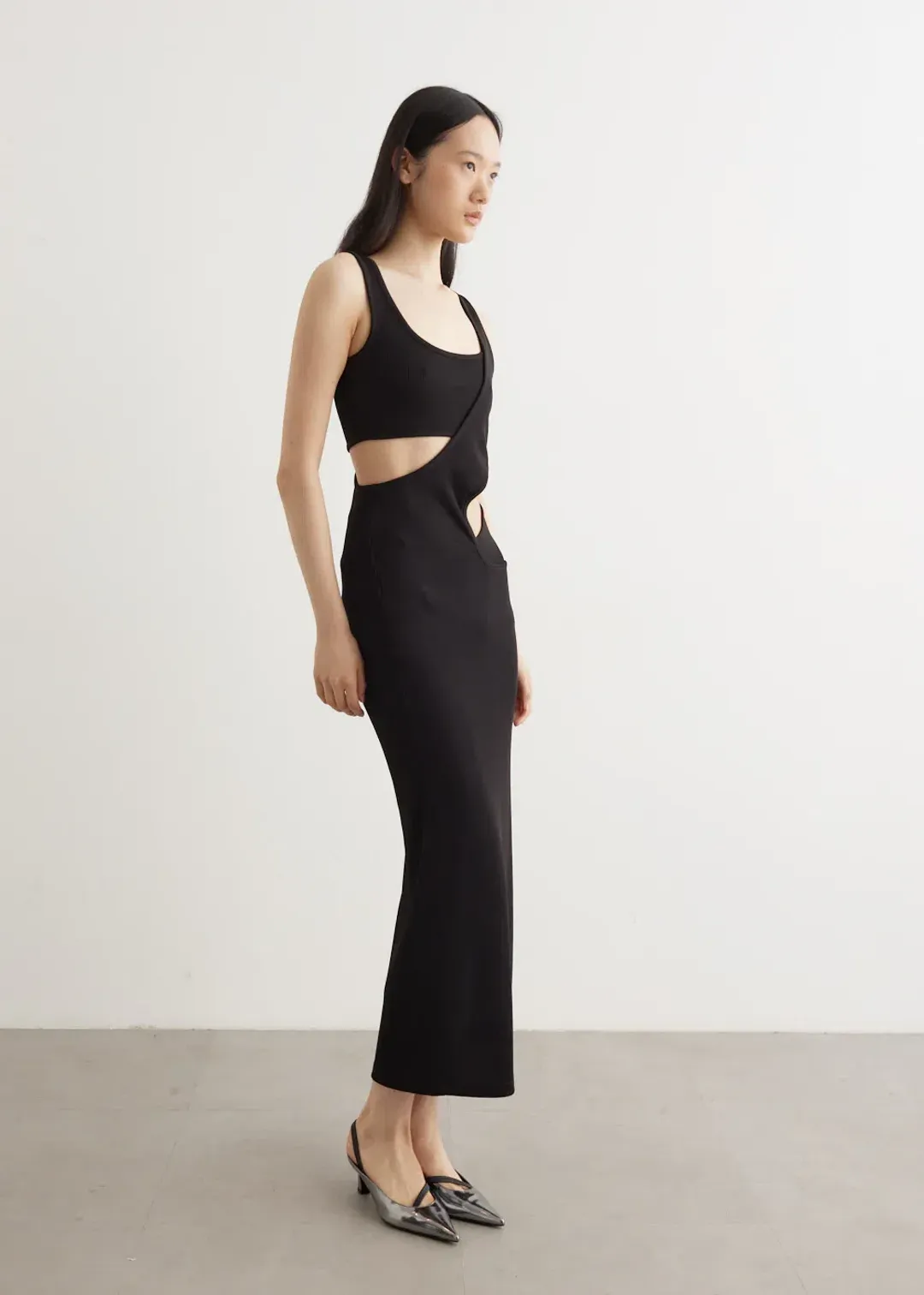 Christopher Esber Black Overlapped Tank Dress - Size 12 AU for rent on The Volte - main image