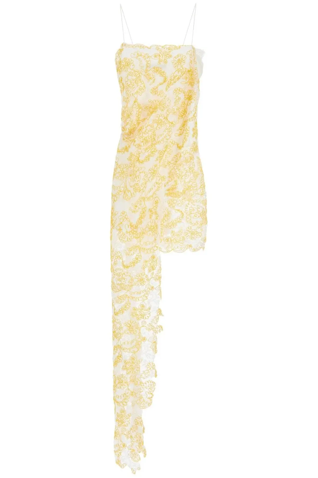 Christopher Esber Signal Yellow Floating Lace Cami Dress - Size 4 AU for rent on The Volte - main image