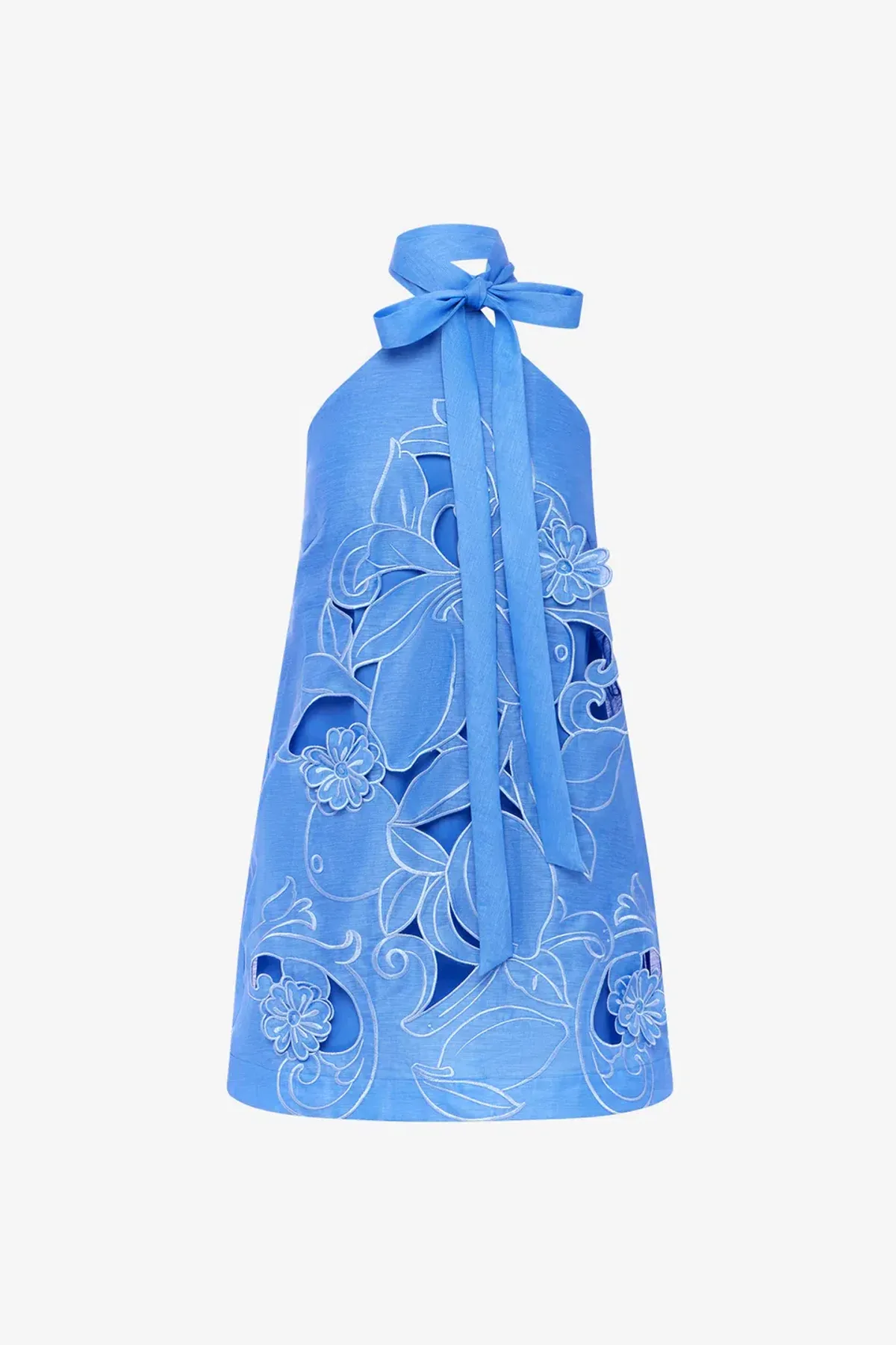 Leo Lin Lola Appliqué Halterneck Mini Dress Azure Size 10 - Image 1