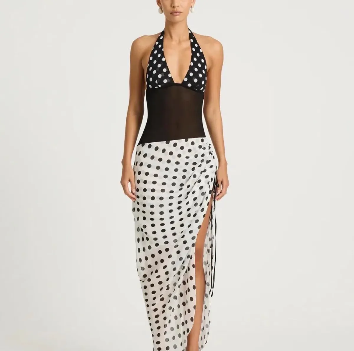 Benni Marnie maxi dress - b/w polka size 6 - Image 3