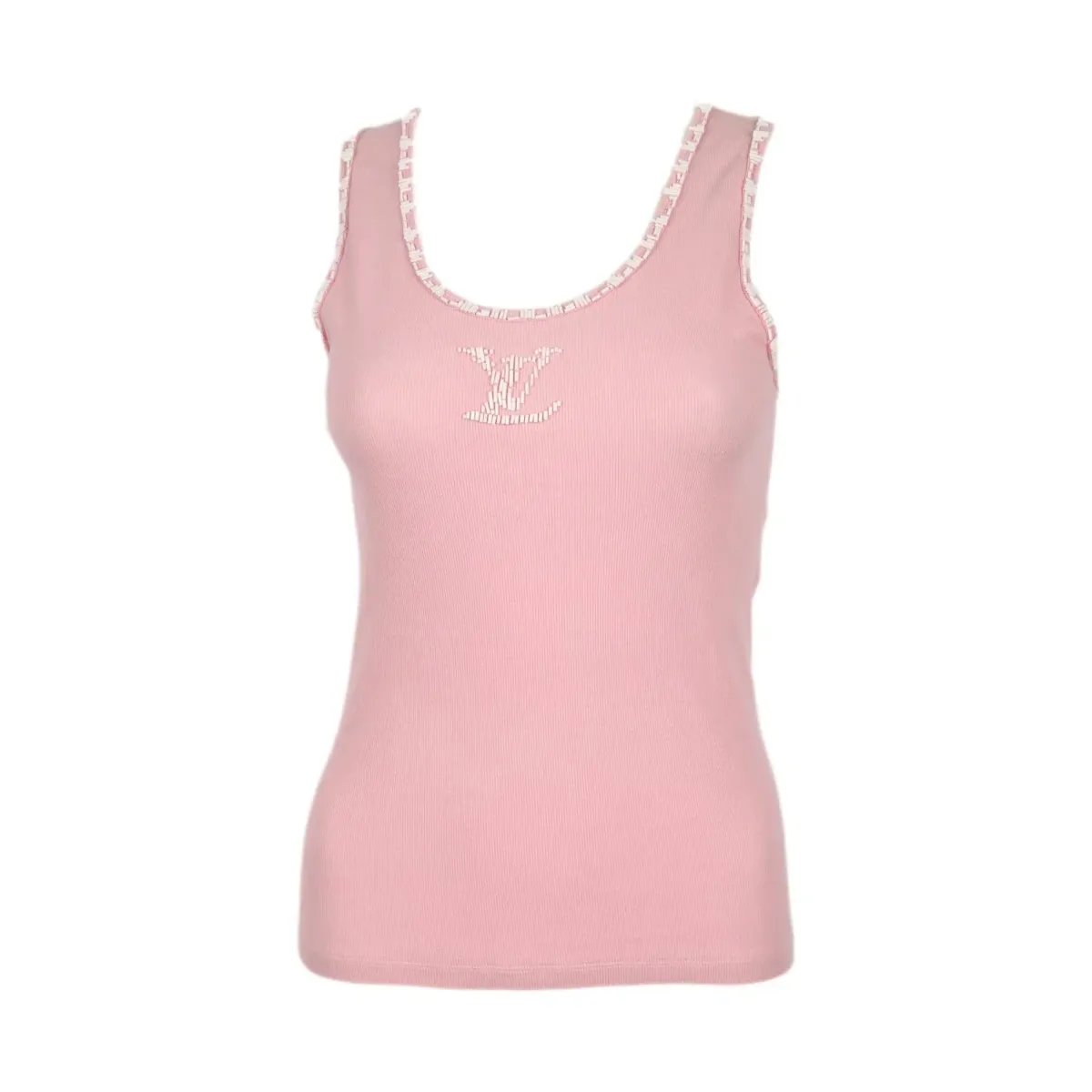 Louis Vuitton Pink Beaded Logo Tank - Image 2