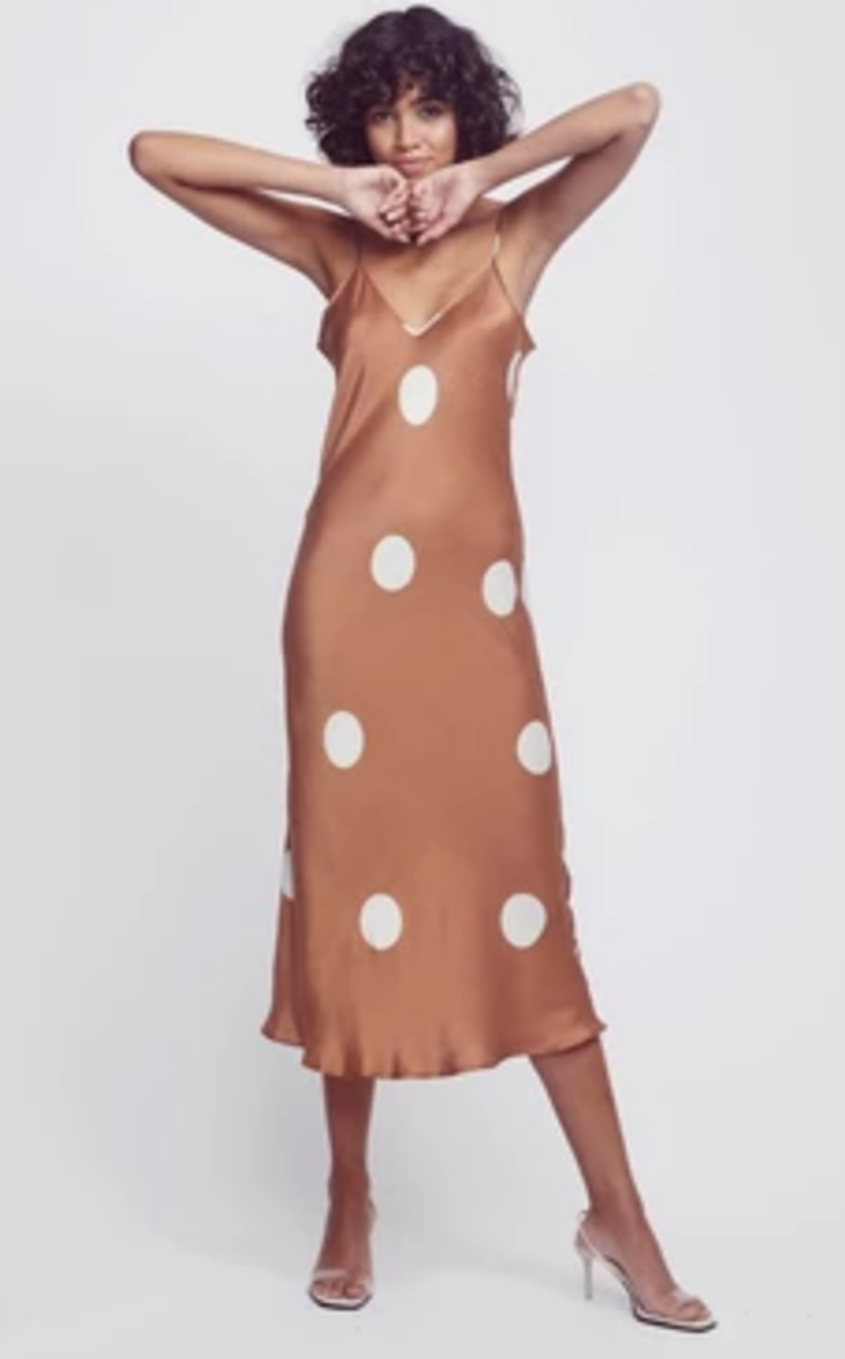 Silk Laundry Polka Dot Silk Slip Dress Cinnamon Size 6 for rent on The Volte - main image