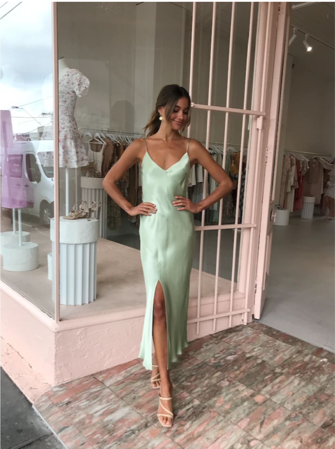 Bec and Bridge Crest Midi Dress Peppermint Sz 8 for rent on The Volte - main image