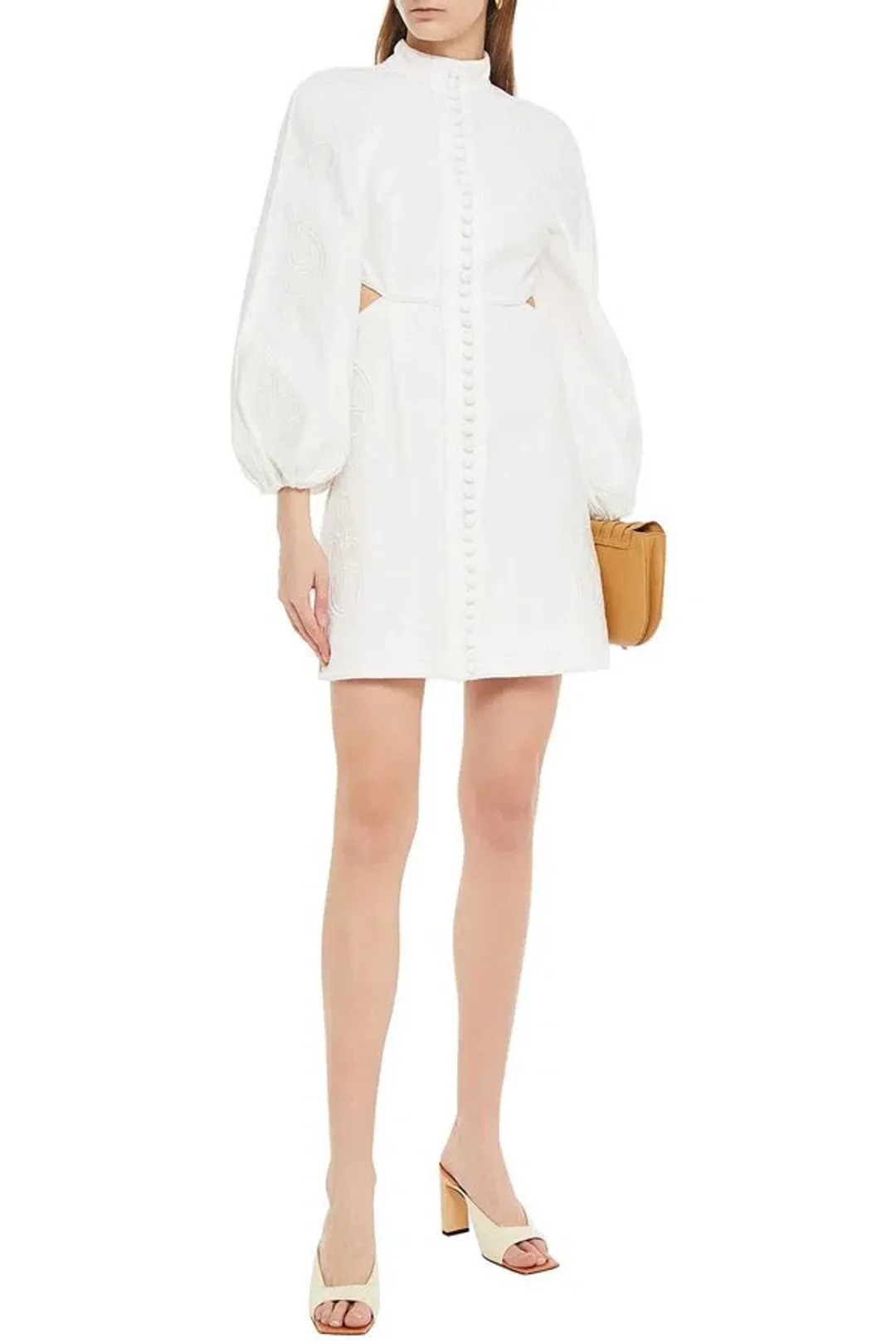 Zimmermann Bonita Corded Short Dress Ivory Size 8 for rent on The Volte - main image