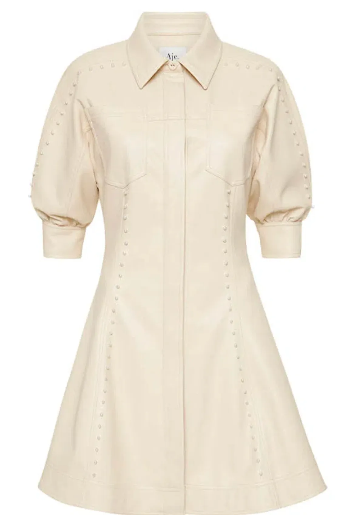 Aje Claire Pearl Mini Dress Sandstone Beige for rent on The Volte - main image