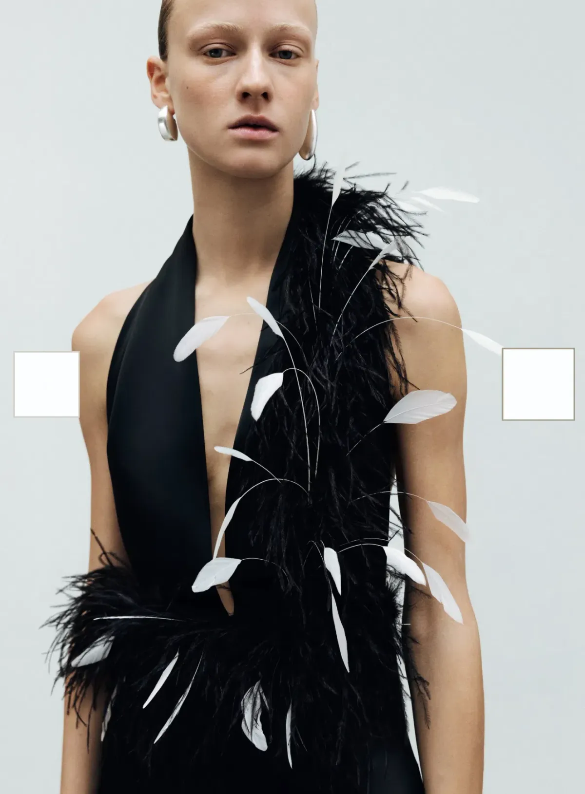 ILA BRAND CAREY-V-NECK FEATHERED MAXI black DRESS size 34 - Image 3