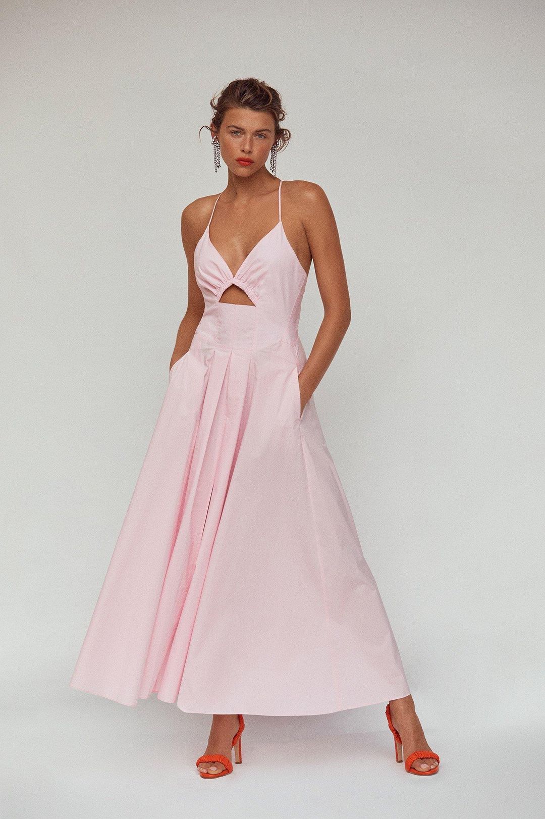 Scanlan Theodore Cotton Strappy Dress Pale Pink Size 8 for rent on The Volte - main image
