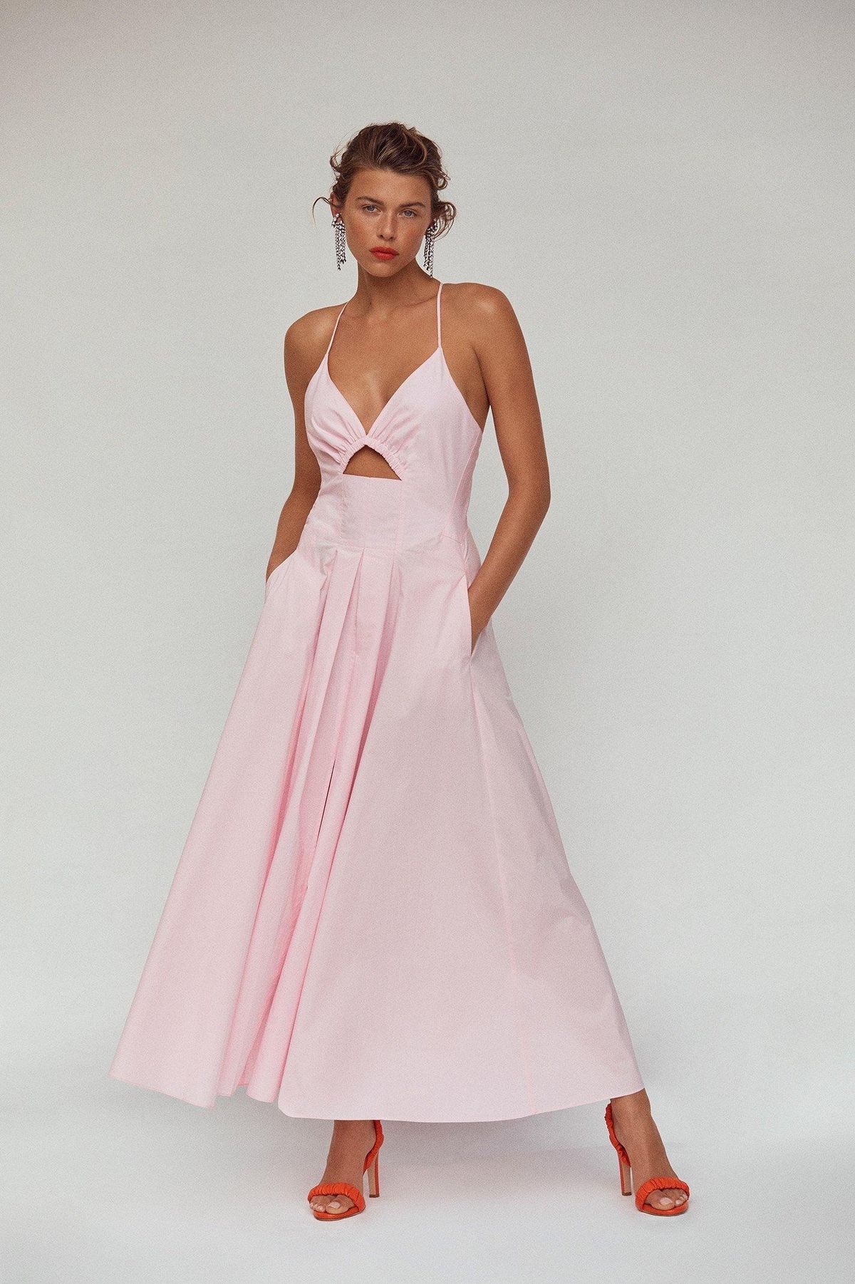 Scanlan Theodore Cotton Strappy Dress Pale Pink Size 8 for rent on The Volte - main image