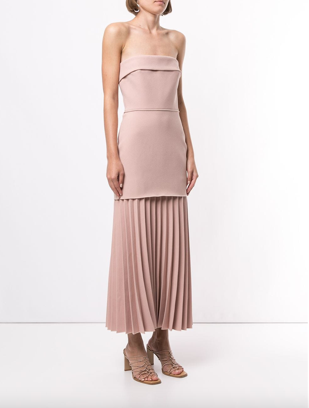 Dion Lee Linear Crepe Pleated Midi Dress Pink Size 6 for rent on The Volte - main image