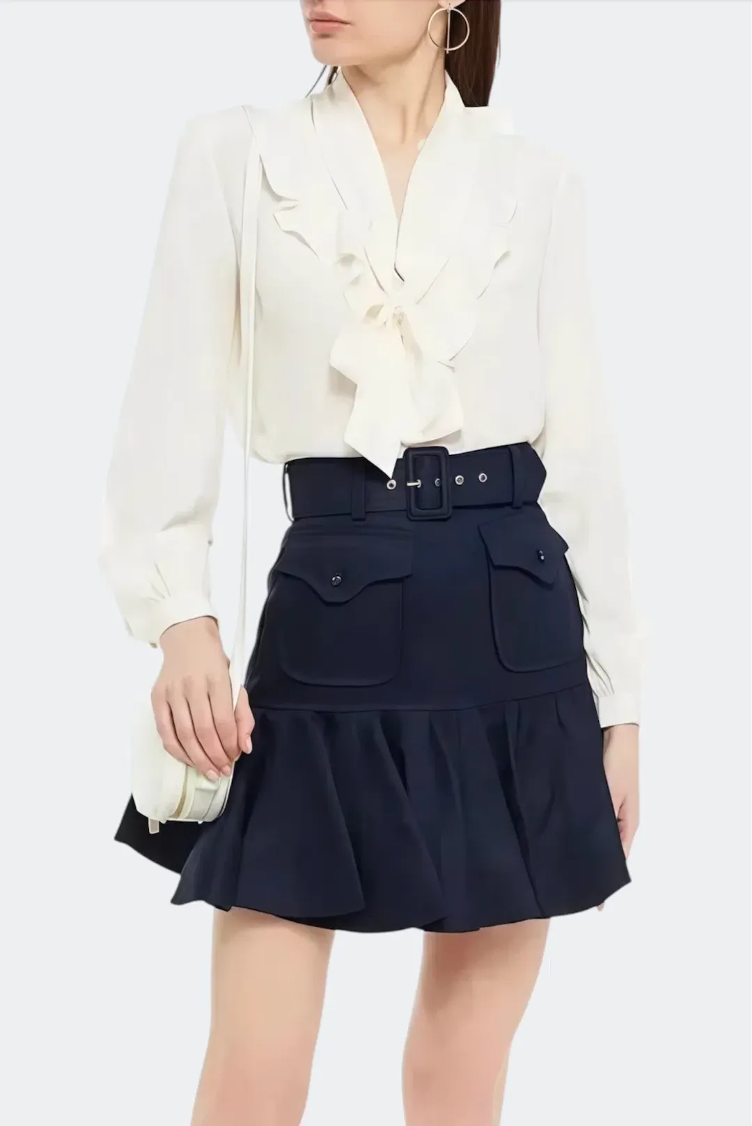 Zimmermann Glassy Safari Belted Linen Mini Skirt Blue Size AU 10 / 1 for rent on The Volte - main image