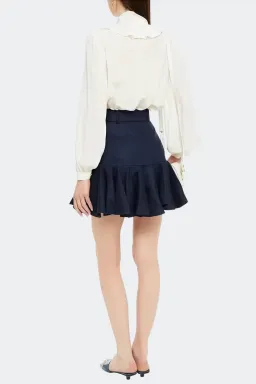 Zimmermann Glassy Safari Belted Linen Mini Skirt Blue Size AU 10 / 1 for rent on The Volte - image 3