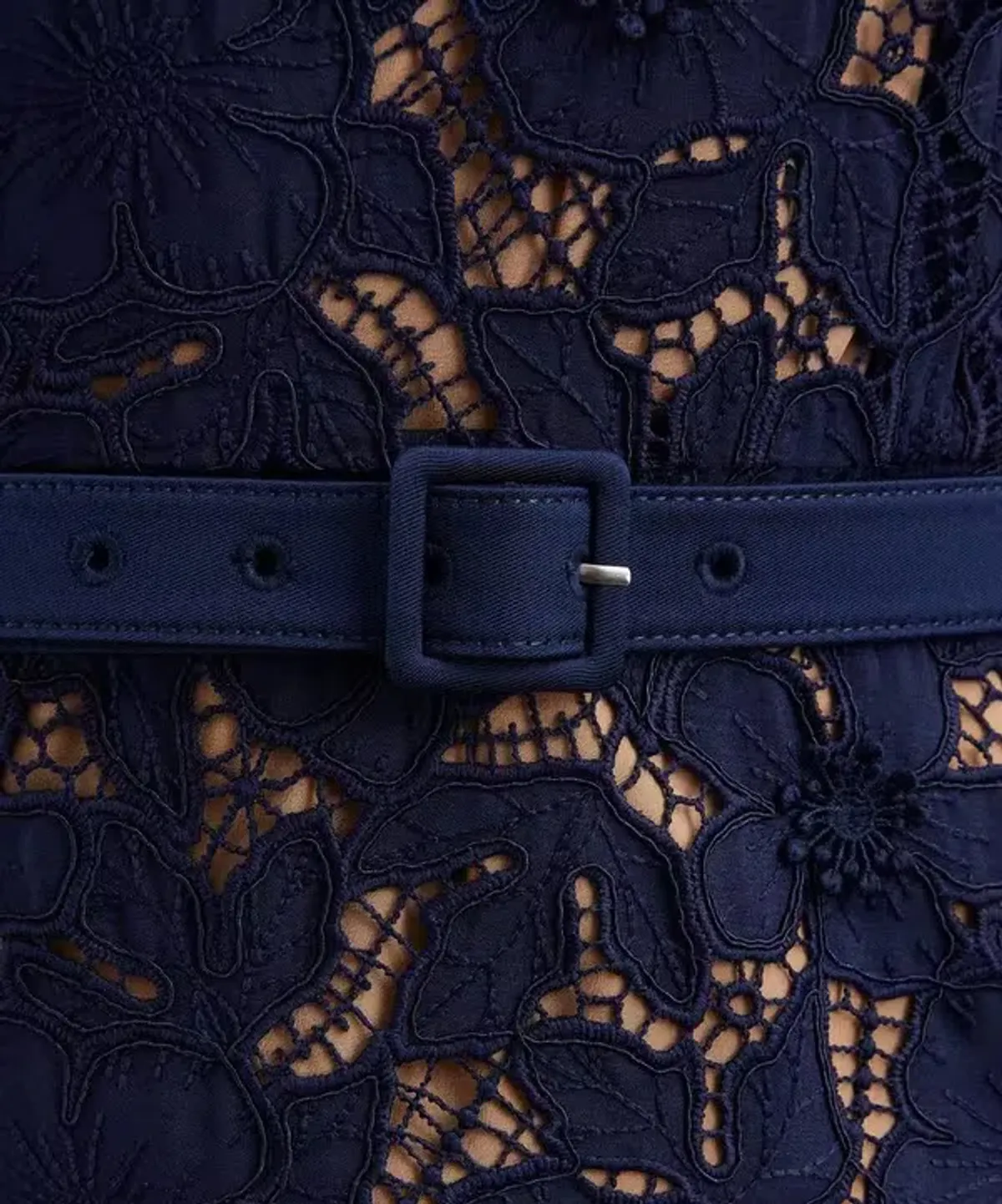 Self Portrait Navy Guipure Lace Midi Dress size 8 - Image 3