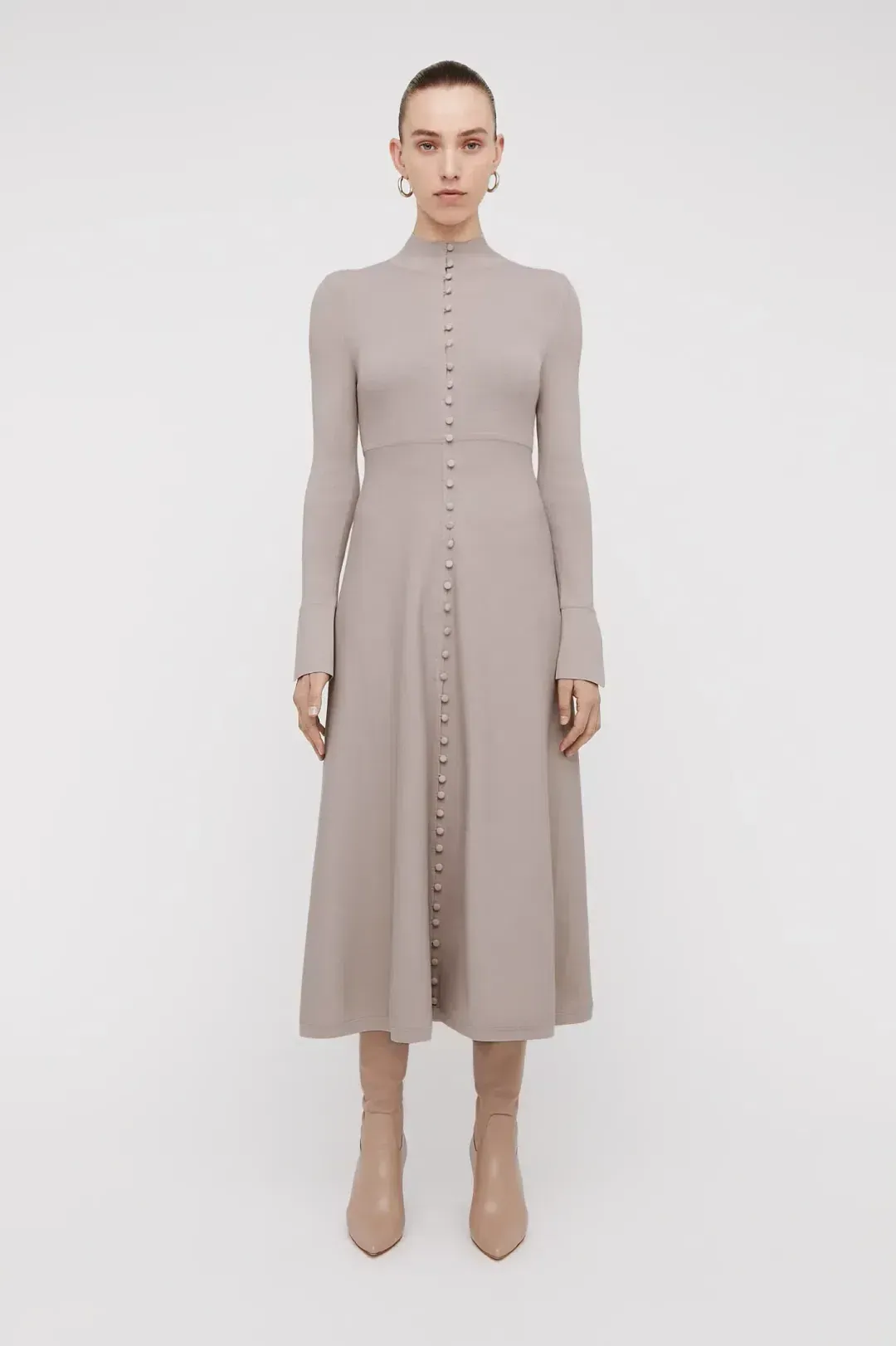 SCANLAN THEODORE CREPE KNIT BUTTON POLO DRESS FUCHSIA SIZE XS for rent on The Volte - main image