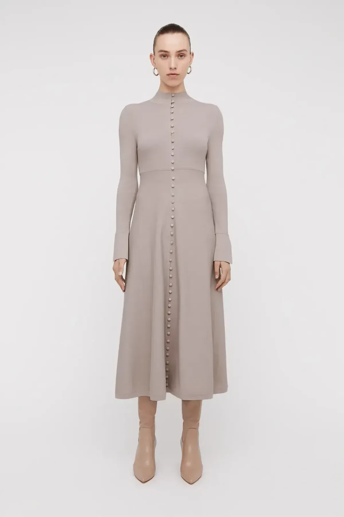 SCANLAN THEODORE CREPE KNIT BUTTON POLO DRESS FUCHSIA SIZE XS - Image 3