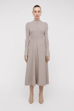 SCANLAN THEODORE CREPE KNIT BUTTON POLO DRESS FUCHSIA SIZE XS for rent on The Volte - image 3