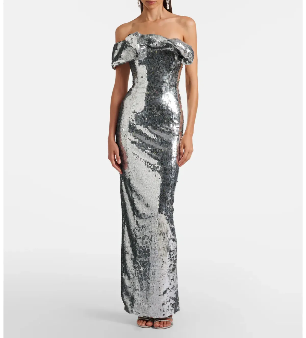 Rachel Gilbert Tamzin Gown in Silver Size AU8 for rent on The Volte - main image