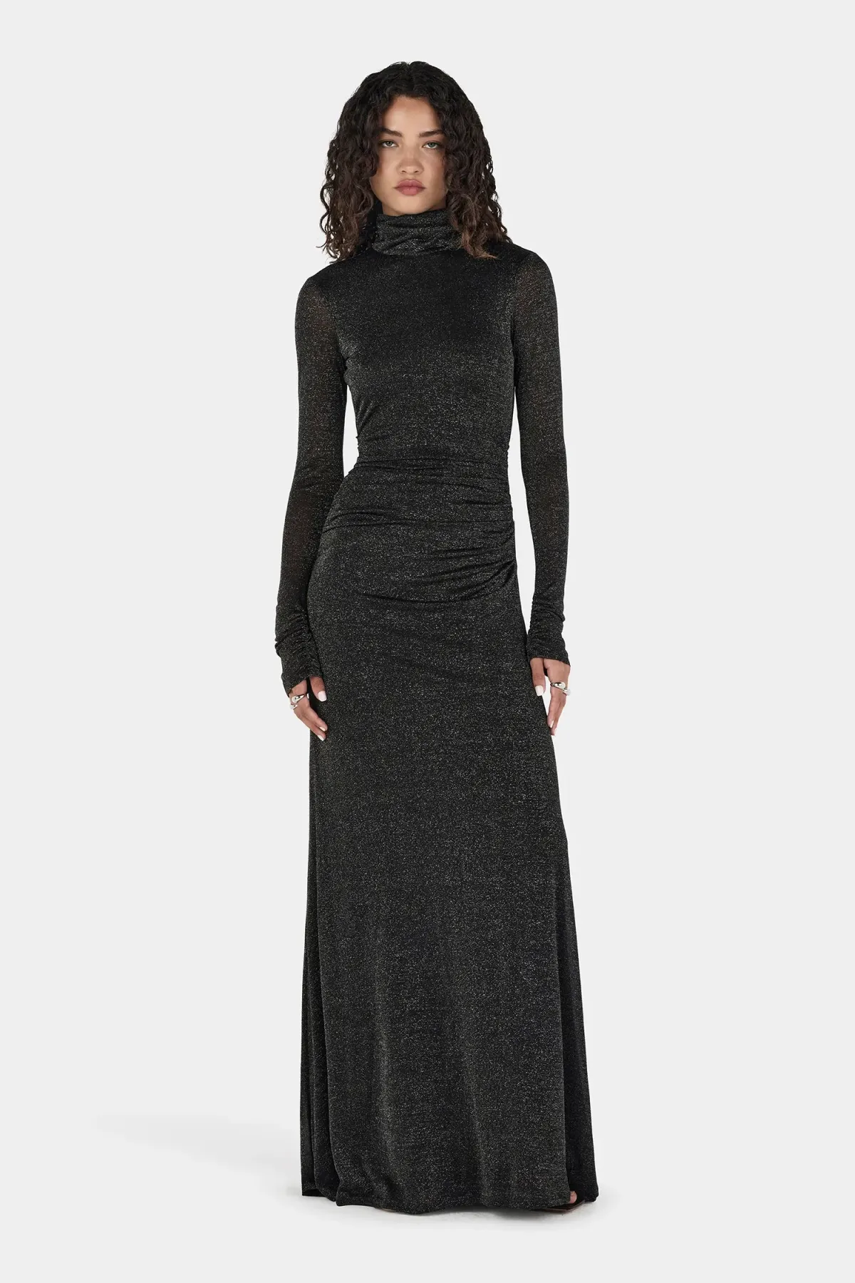 Hansen + Gretel Phoebe Maxi Dress Charcoal Lurex - Image 3