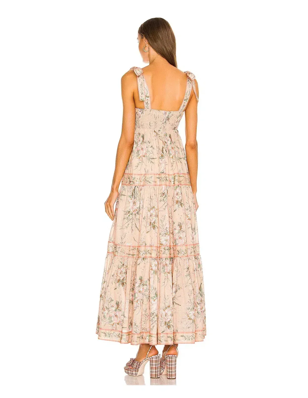 🌸 ZIMMERMAN Moonshine Tie Shoulder Dress – Cream & Pink Floral Maxi – Size 3 / 14 AU 🌸 - Image 3