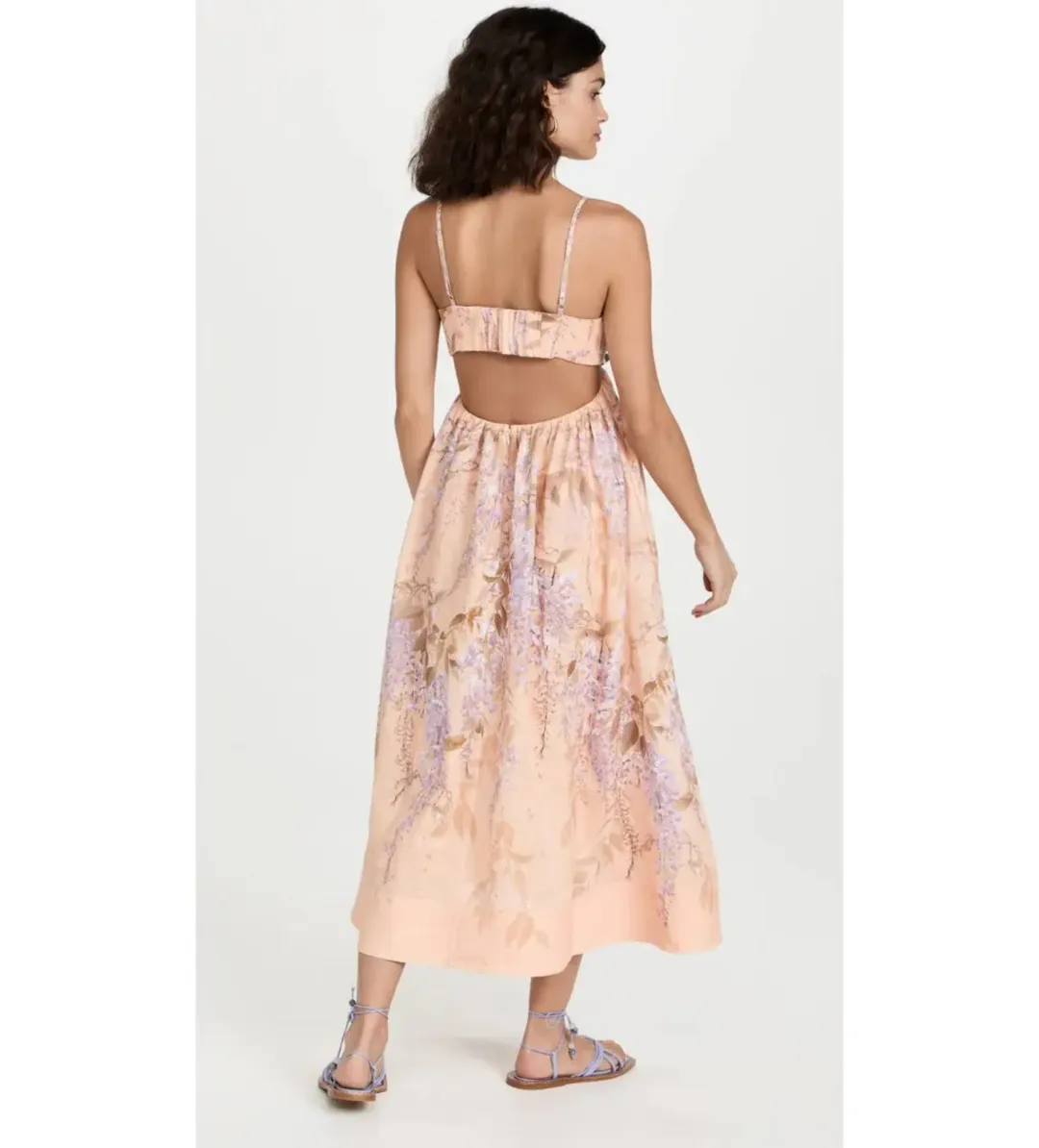 Zimmermann Rosa Bralette Midi Dress in Lilac Pink Wisteria Floral Size 2/AU12 for rent on The Volte - main image