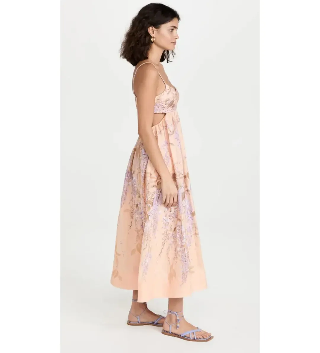 Zimmermann Rosa Bralette Midi Dress in Lilac Pink Wisteria Floral Size 2/AU12 for rent on The Volte - main image