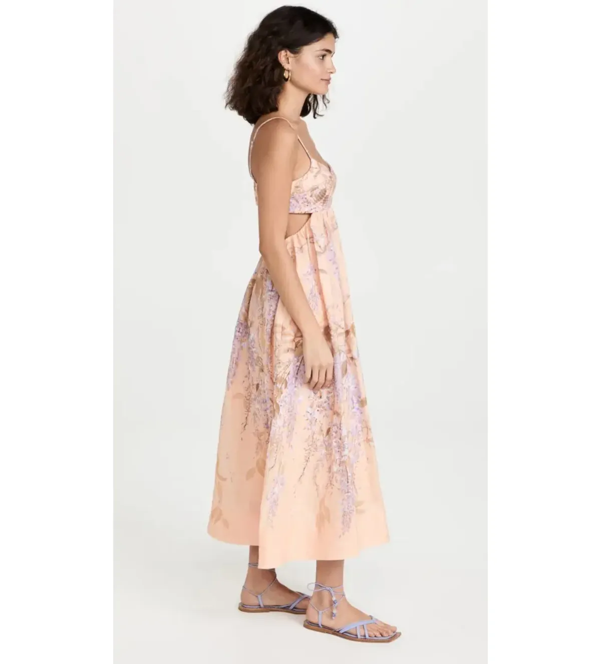 Zimmermann Rosa Bralette Midi Dress in Lilac Pink Wisteria Floral Size 2/AU12 - Image 3