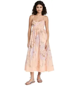 Zimmermann Rosa Bralette Midi Dress in Lilac Pink Wisteria Floral Size 2/AU12 for rent on The Volte - image 1