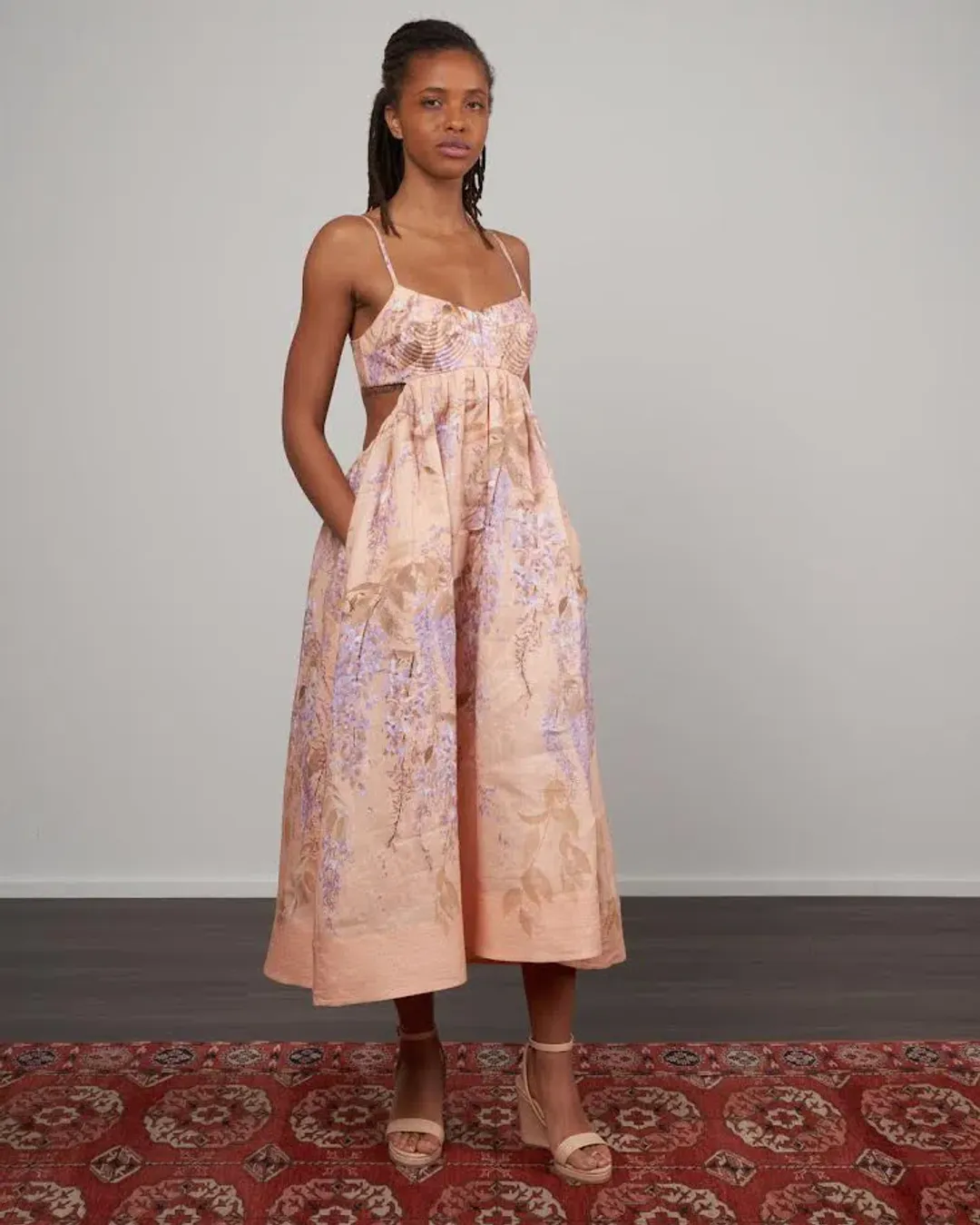 πΈ ZIMMERMAN Rosa Bralette Midi Dress β Lilac Pink Wisteria Floral Maxi β Size 2 / AU 12 πΈ for rent on The Volte - main image