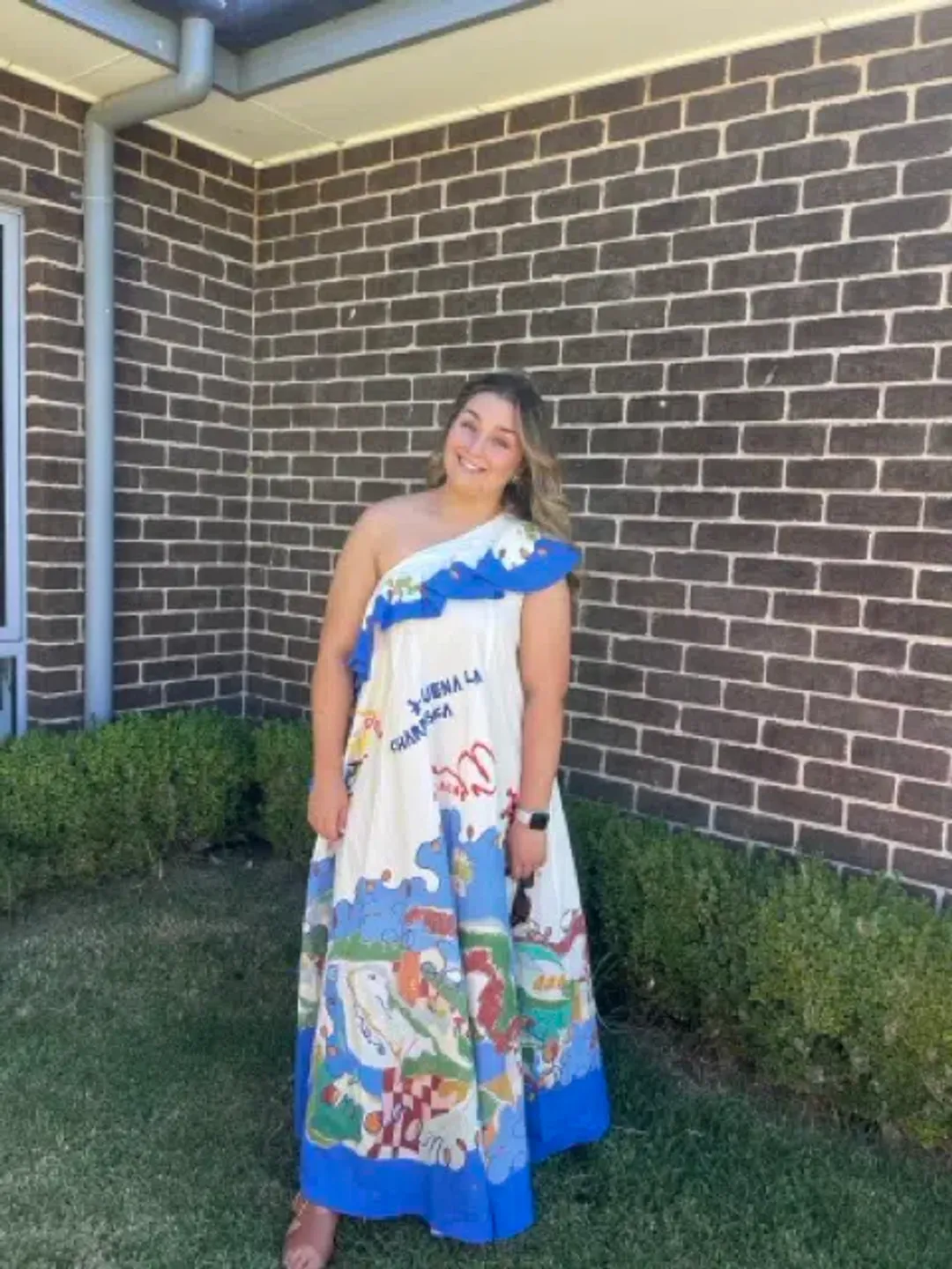 Alemais Nadia One Shoulder Ruffle Maxi Dress Multi Print Size 12 for rent on The Volte - main image