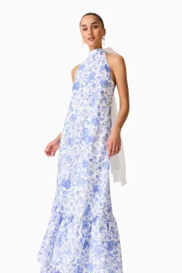 Elliatt Elin Halter Gown in Blue Floral Size S/AU 8 for rent on The Volte - image 4