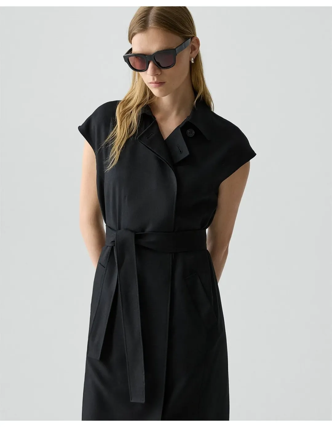 Theory Double-Breasted Wool-Blend Flannel Dress Size S Black for rent on The Volte - main image