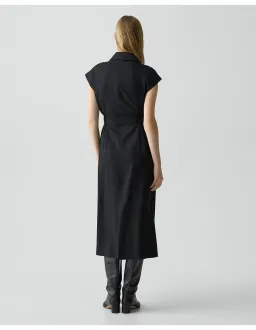 Theory Double-Breasted Wool-Blend Flannel Dress Size S Black for rent on The Volte - image 4
