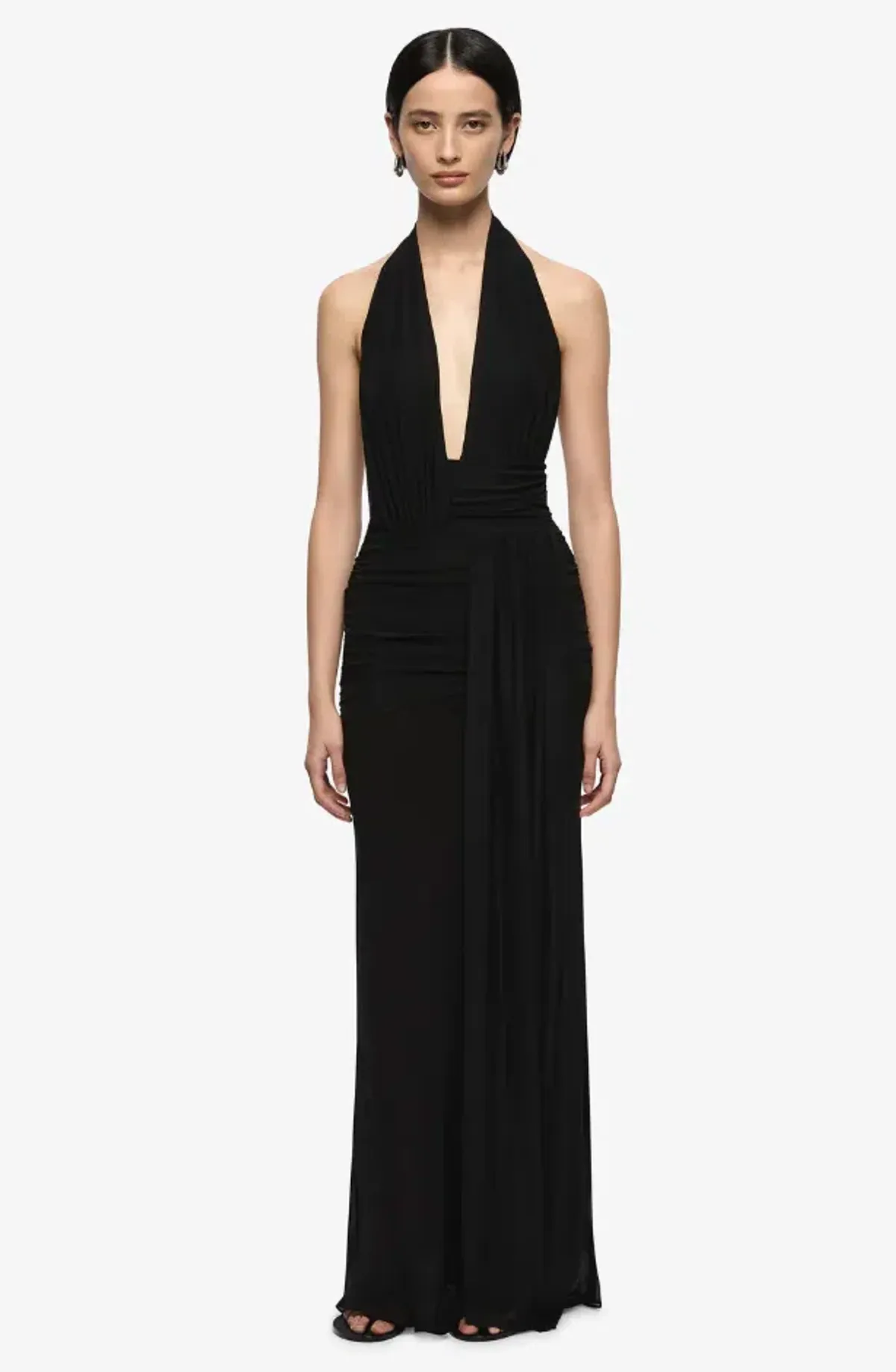 CASSIS DRAPE MAXI DRESS | BLACK - SIZE 12 - Image 1