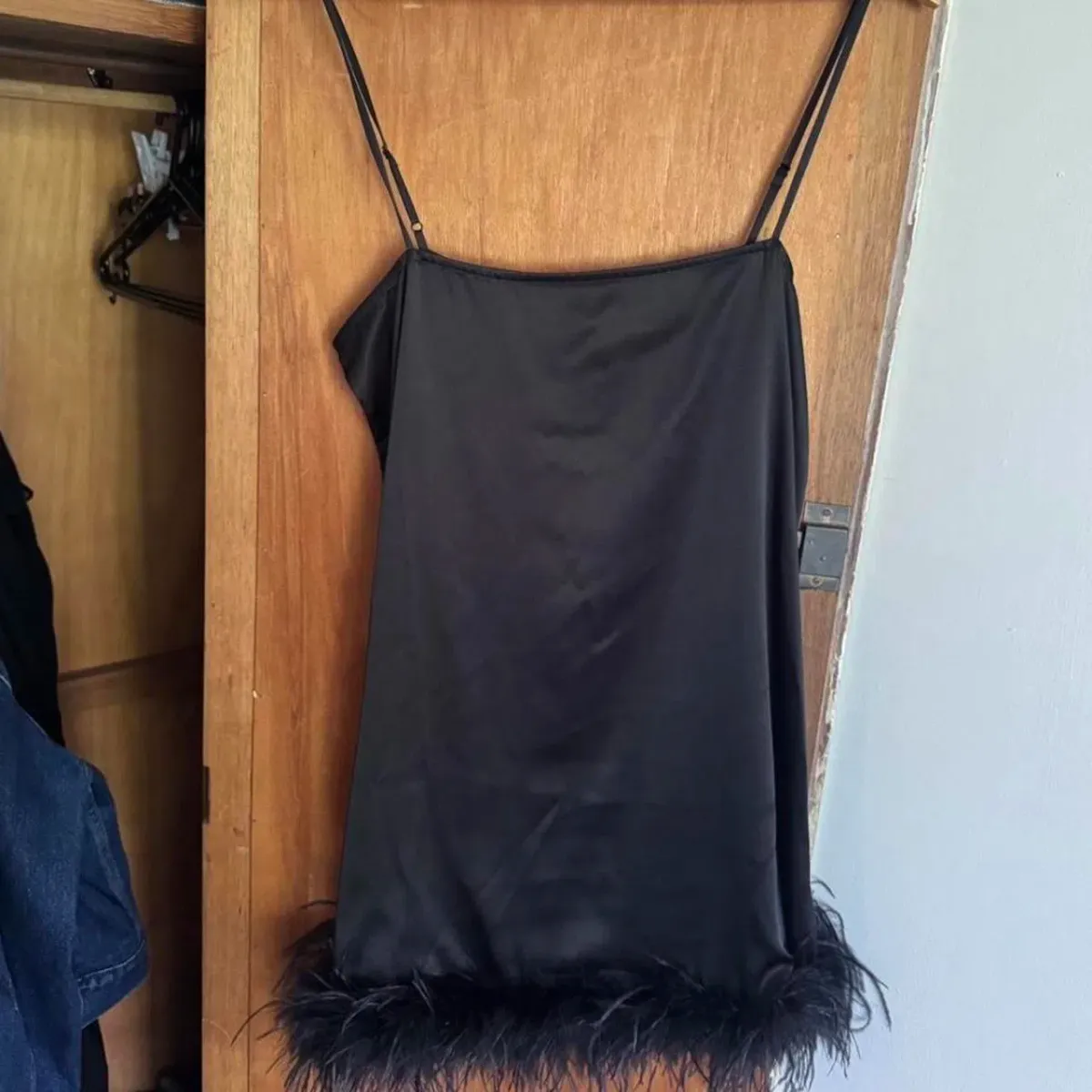 Maison Essentiele Feather Mini Dress In Black - Image 3