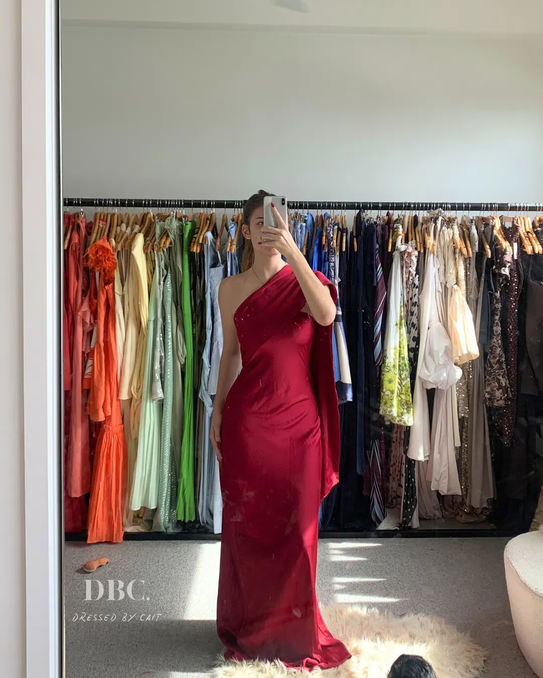 MISHA Lilia Satin Maxi Beetroot Size 6 for rent on The Volte - main image
