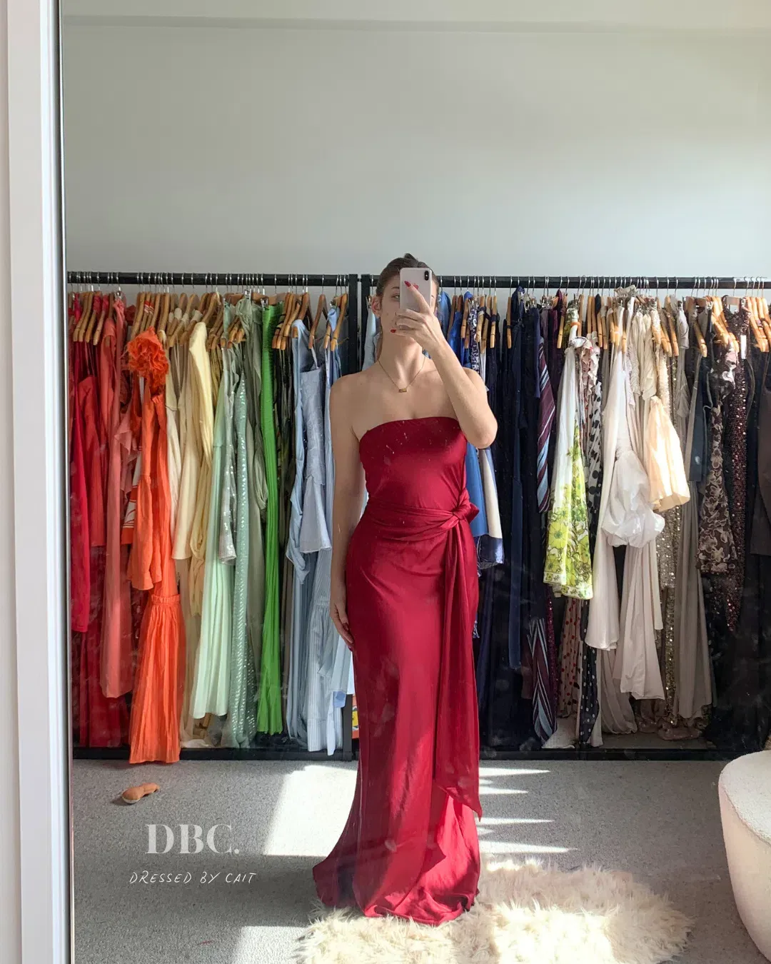 MISHA Lilia Satin Maxi Beetroot Size 6 for rent on The Volte - main image