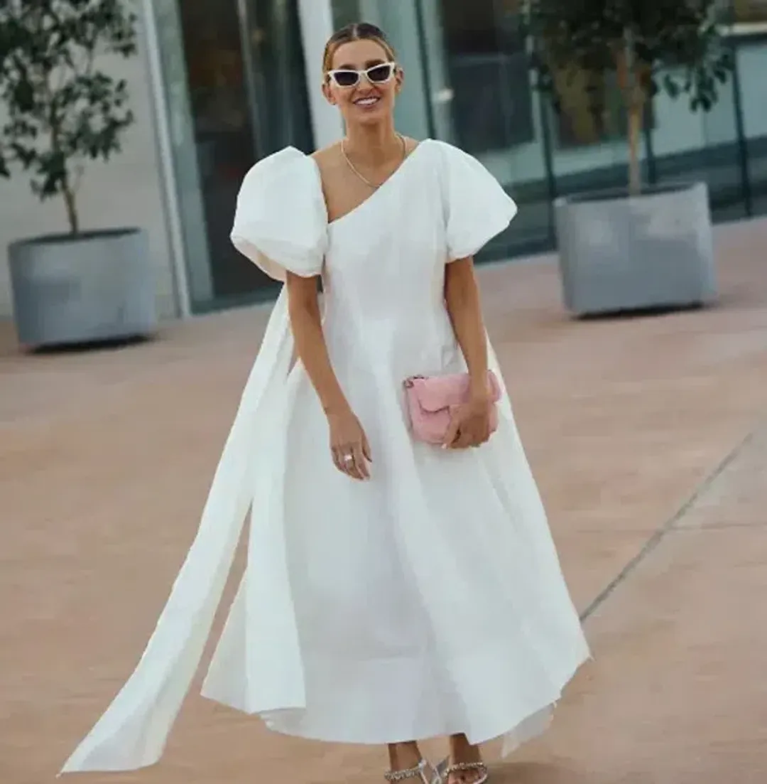 Aje Arista Tulip Puff Sleeve White Midi Size 6 for rent on The Volte - main image