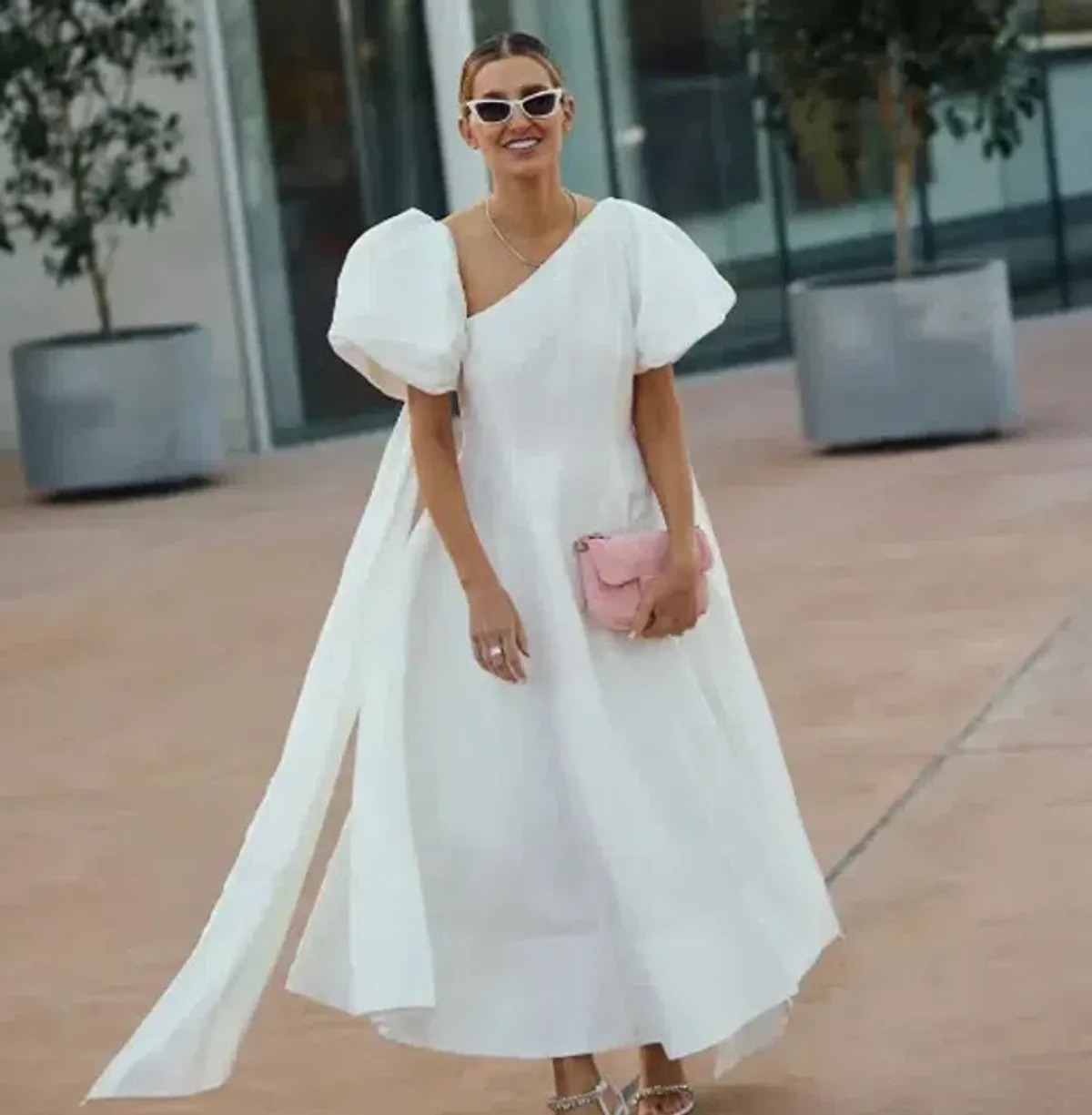 Aje Arista Tulip Puff Sleeve White Midi Size 6 for rent on The Volte - main image