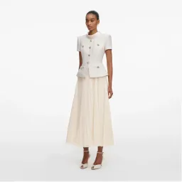 Self Portrait Cream Boucle Collared Midi Dress Size 18 for rent on The Volte - image 2