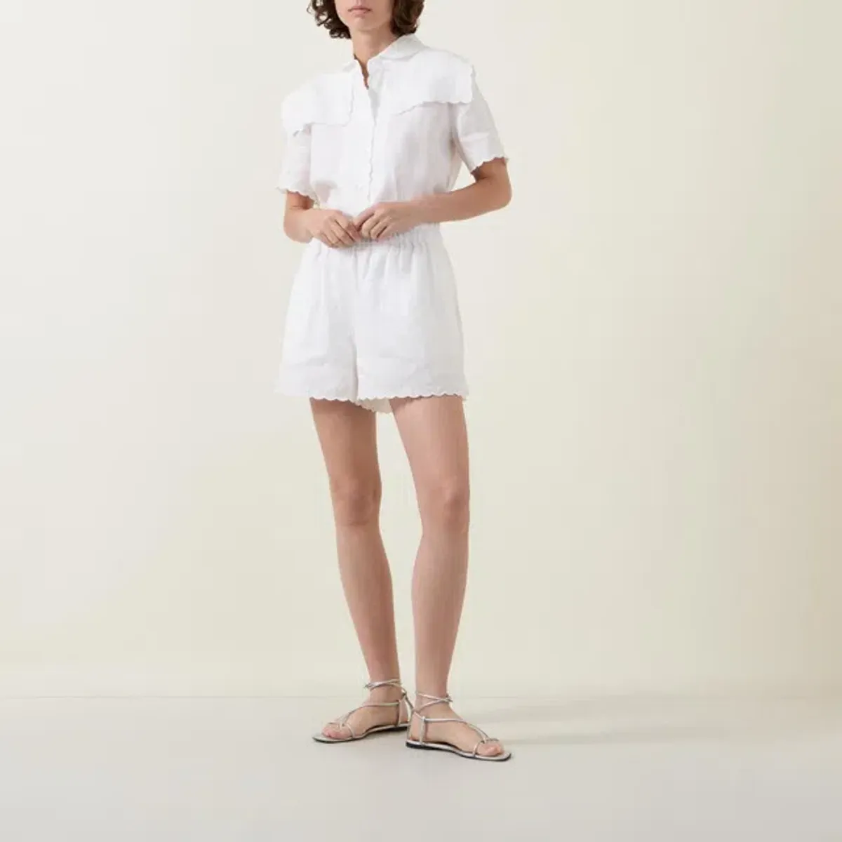 Oroton Handkerchief Shirt and Short Set White 8 AU - Image 5