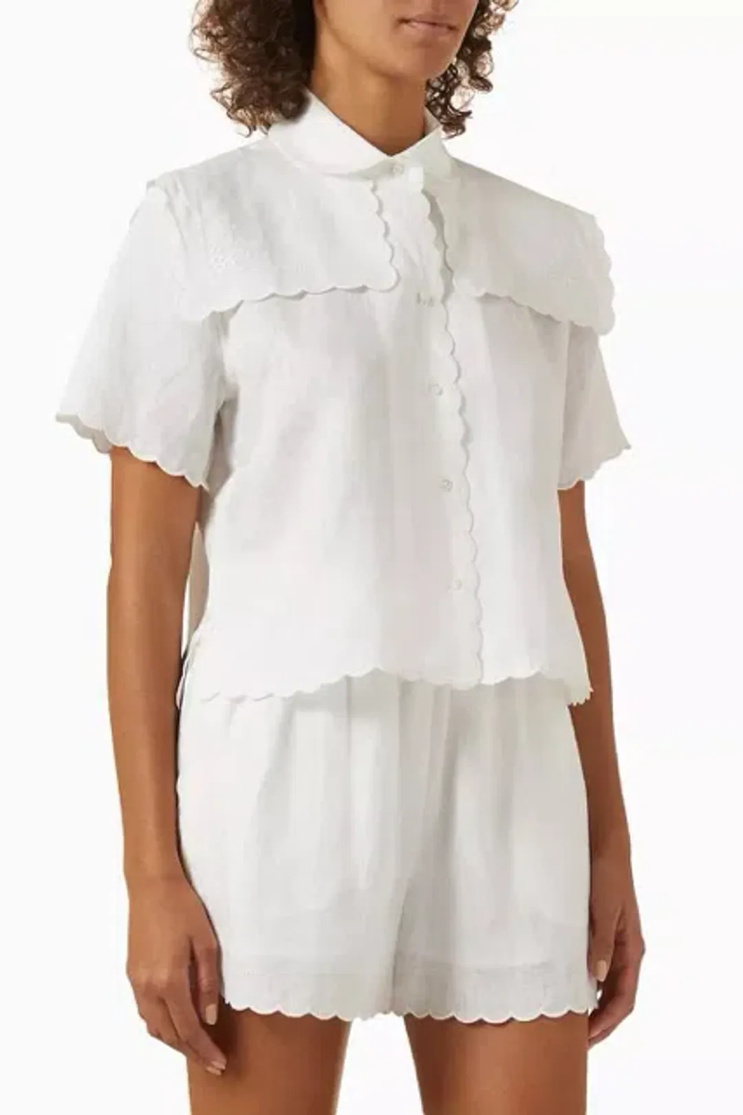 Oroton Handkerchief Shirt and Short Set White 8 AU for rent on The Volte - main image