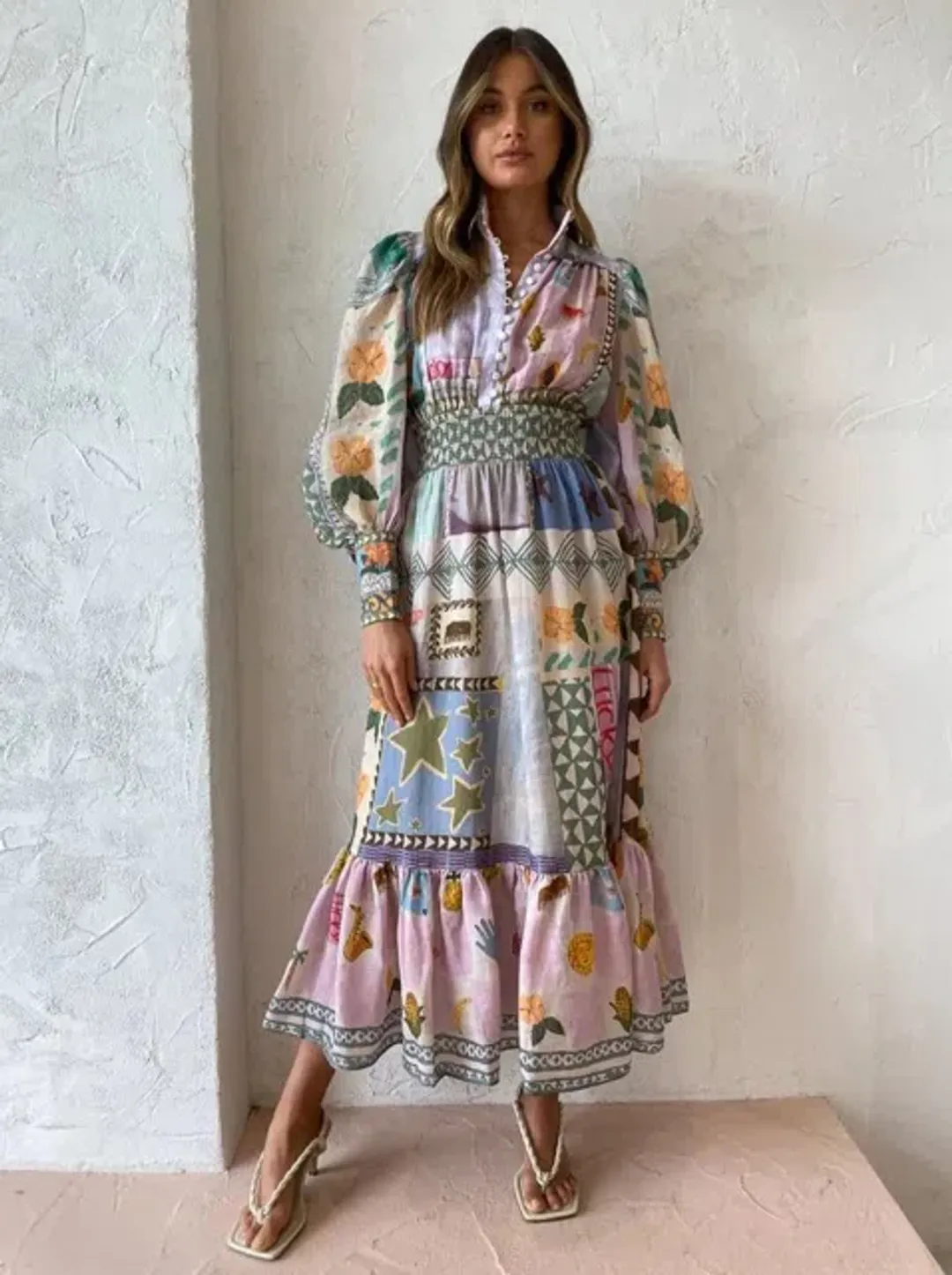 Alemais Emma Gale Shirtdress Multi Print Size 8 AU for rent on The Volte - main image